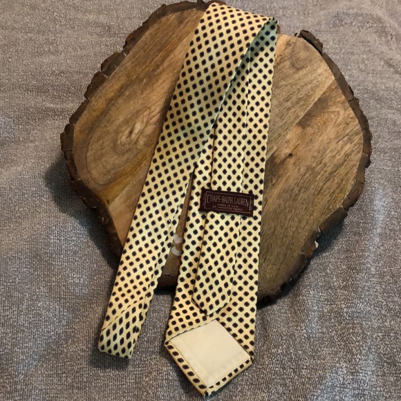 Vtg RALPH LAUREN 100% Silk  Necktie Luxe Designer Yellow Blue Diamond USA Made - Picture 14 of 16
